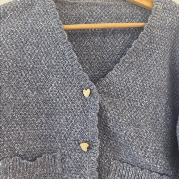 Cider Blue Knit Cardigan with Heart Buttons - Picture 2 of 3